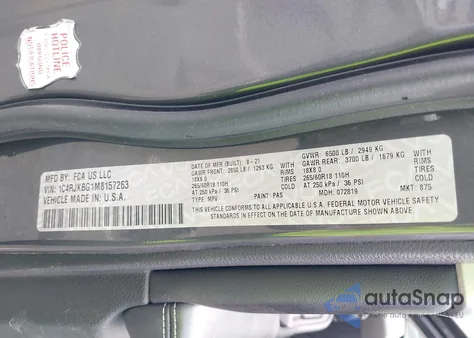 2021 Jeep Grand Cherokee L Limited 4X4 from USA, damaged, VIN 1C4RJKBG1M8157263